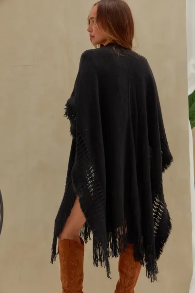 Poncho Flecos Negro
