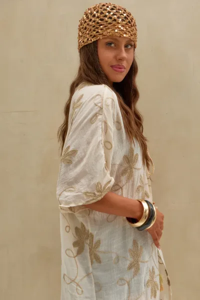 Kimono Bordado Crudo
