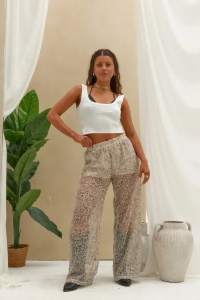 Pantalon Brillos Crudo