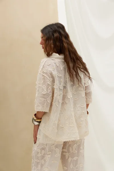 Pantalon Bordado Beige