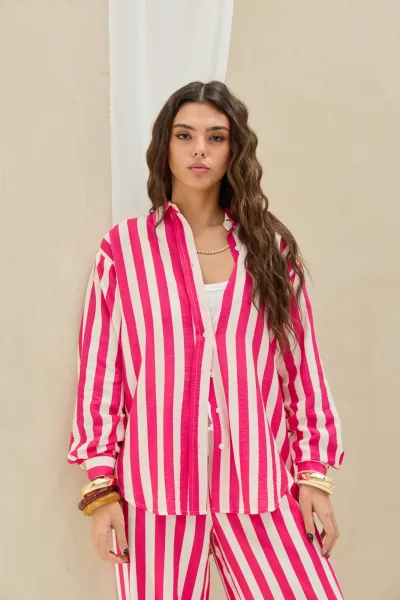 Camisa Rayas Fucsia