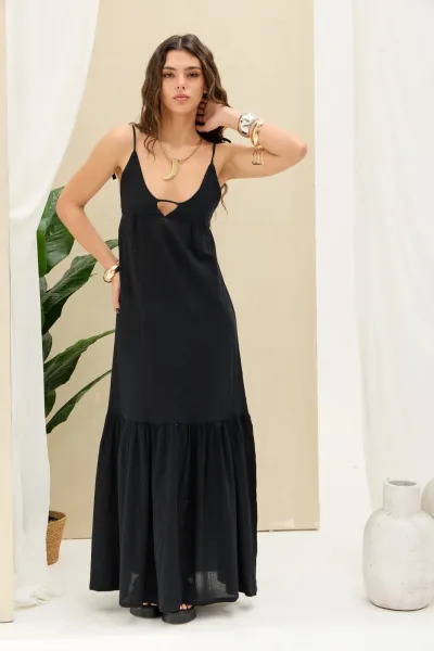 Vestido Lino Negro