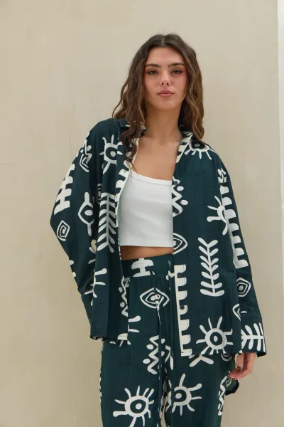 Camisa Estampada Verde Ingles