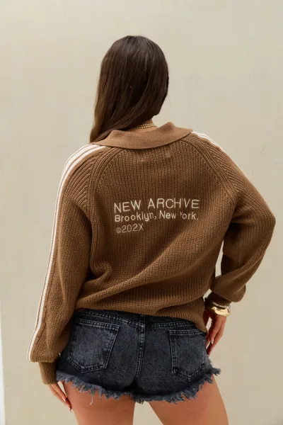 Sweater Doble Cierre Marron