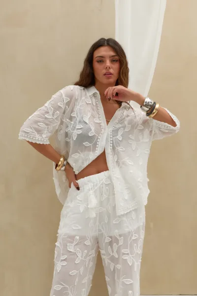 Camisa Bordada Blanco