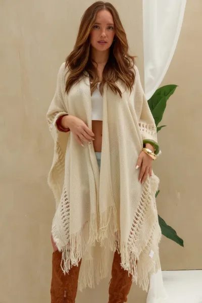 Poncho Flecos Crudo