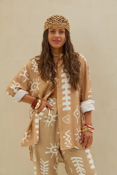 Camisa Estampada Beige