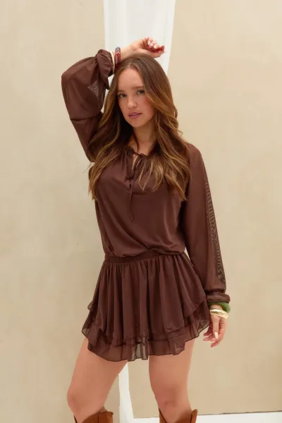 Vestido Manga Choco