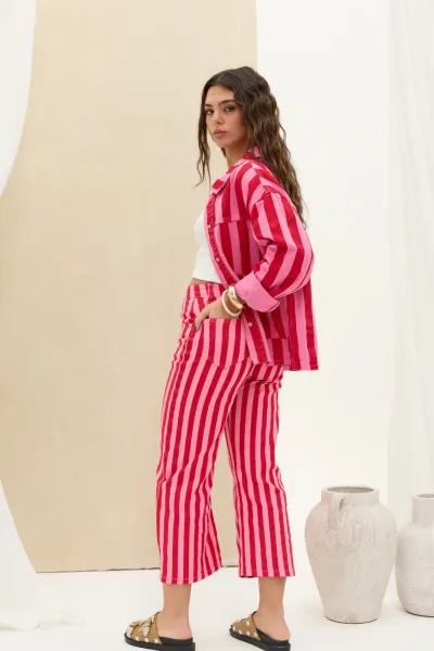 Denim Rayas Rojo