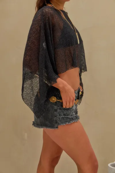 Poncho Lurex Negro