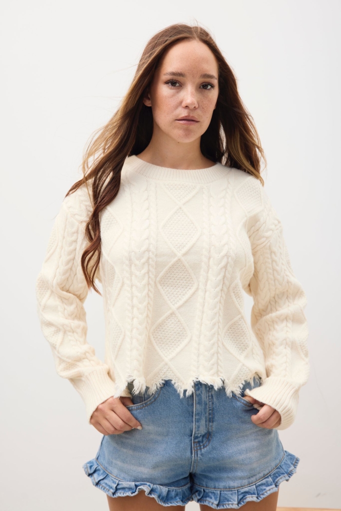 Sweater Basico Desflecado crudo - Imagen 2