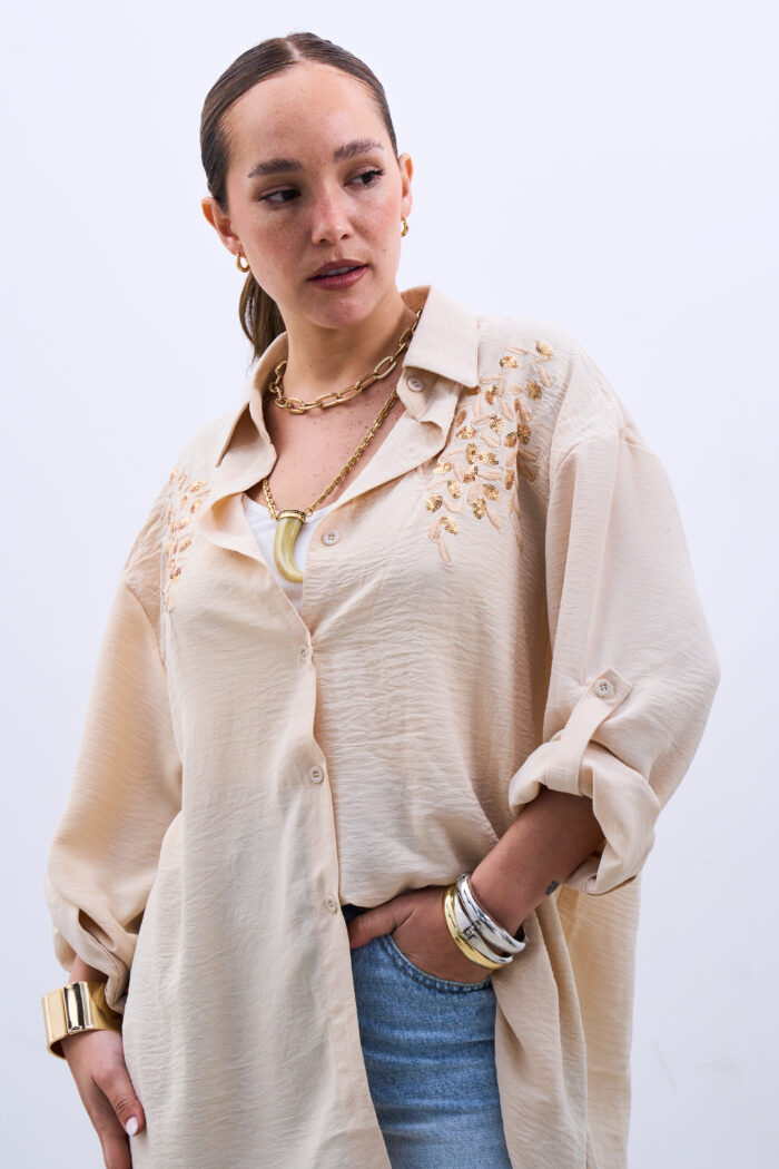 Camisa Soltar Beige - Imagen 2