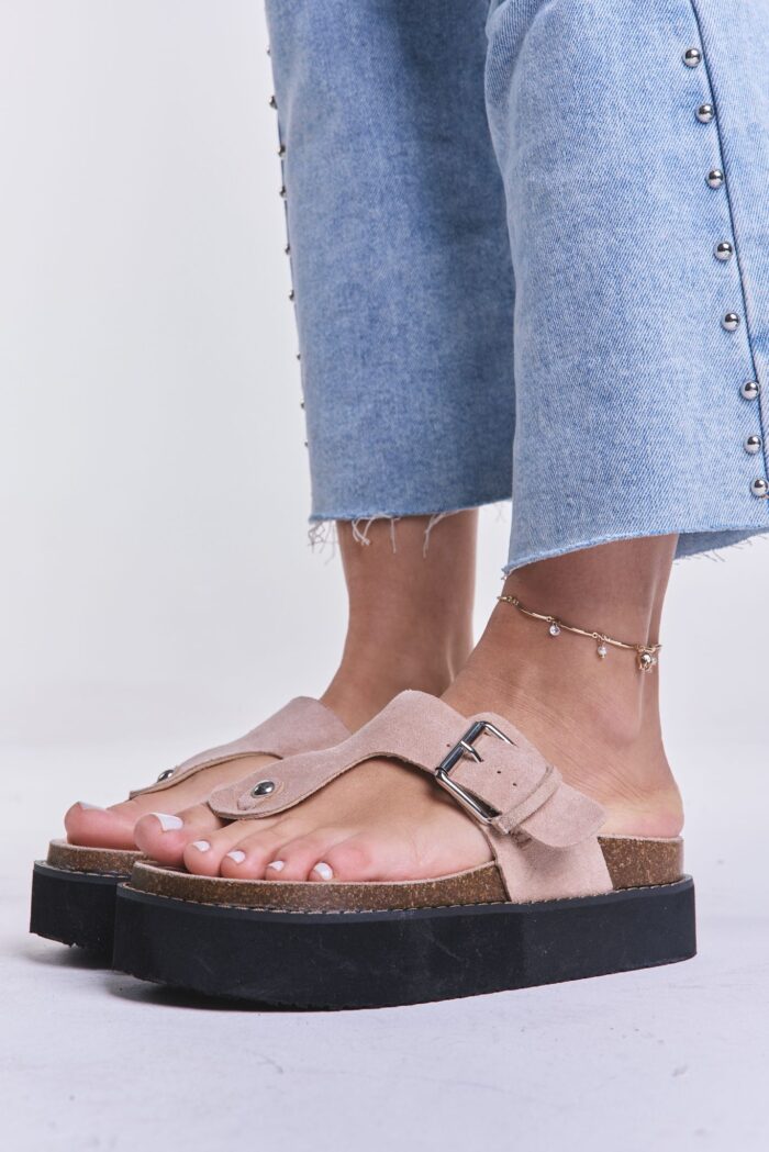 Sandalia Flatform Flip Beige - Imagen 5