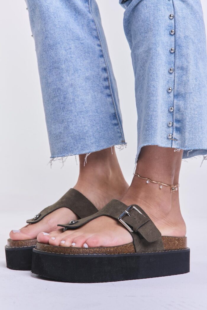 Sandalia Flatform Flip Verde - Imagen 5