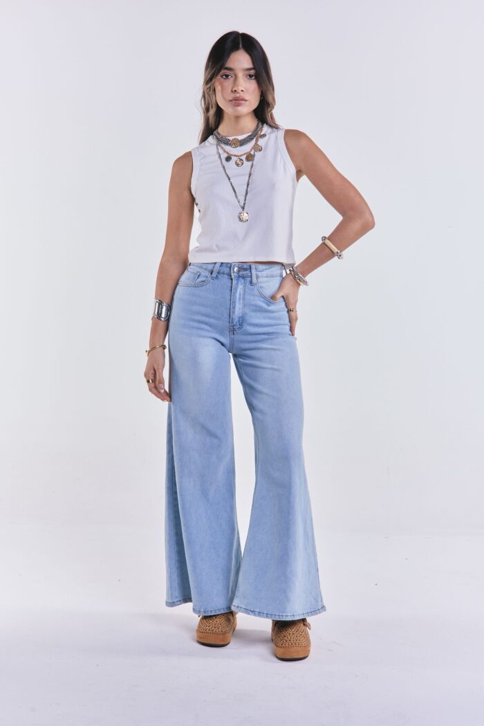 Denim Wide Large Madrid Celeste