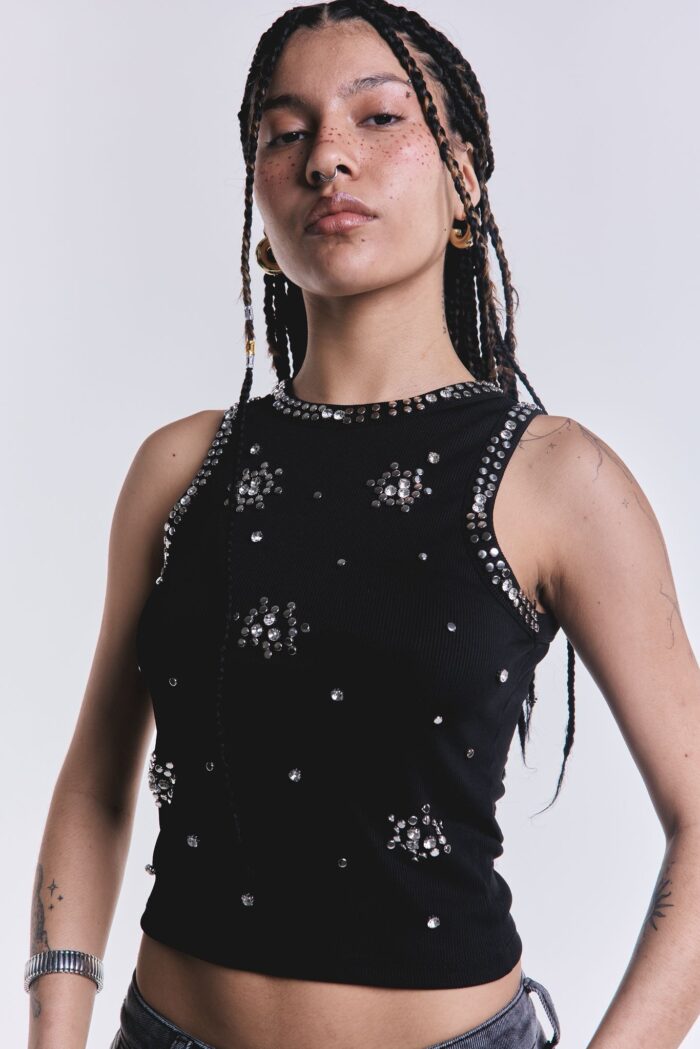 Musculosa Dripp Tachas Negro - Imagen 3