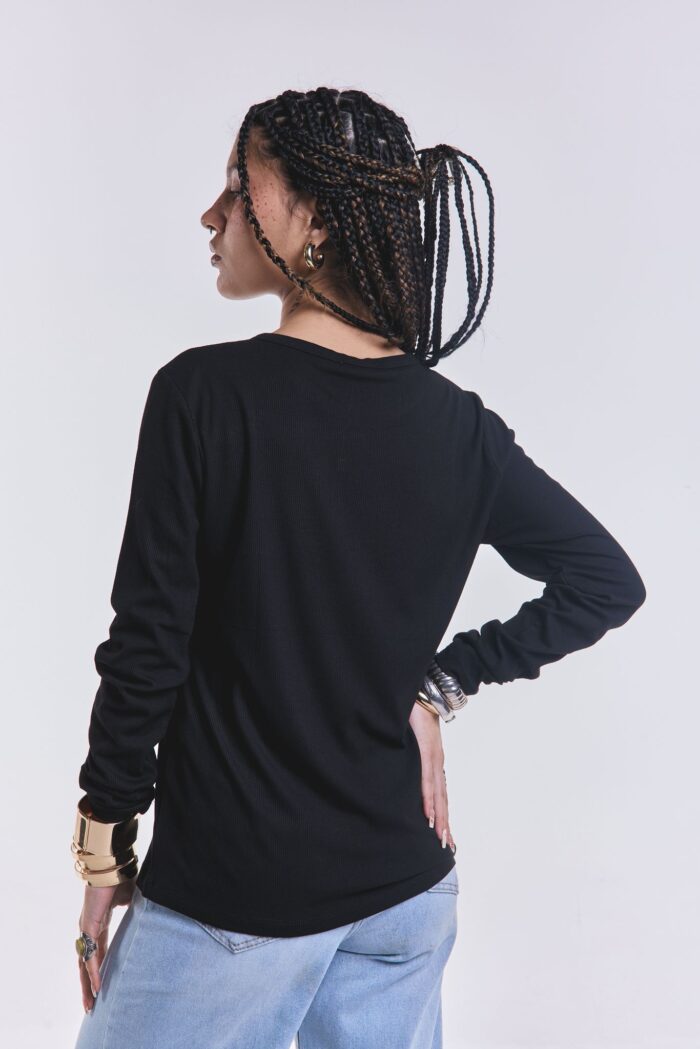 Remera Basica Manga Larga Negro - Imagen 3