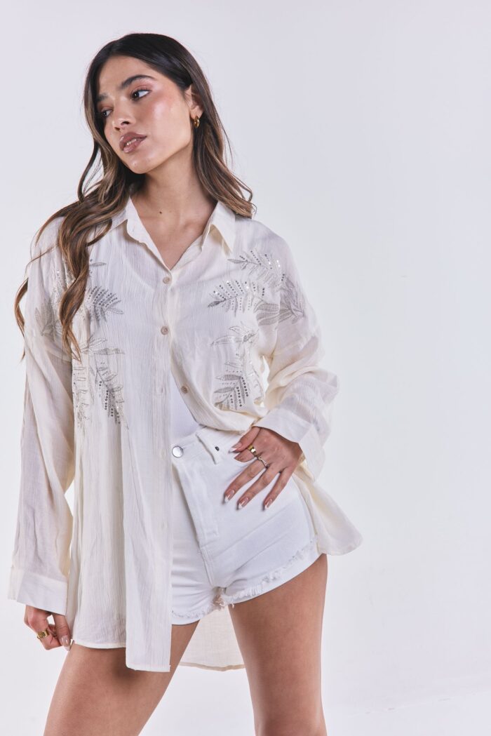Camisa Bordada Cruda