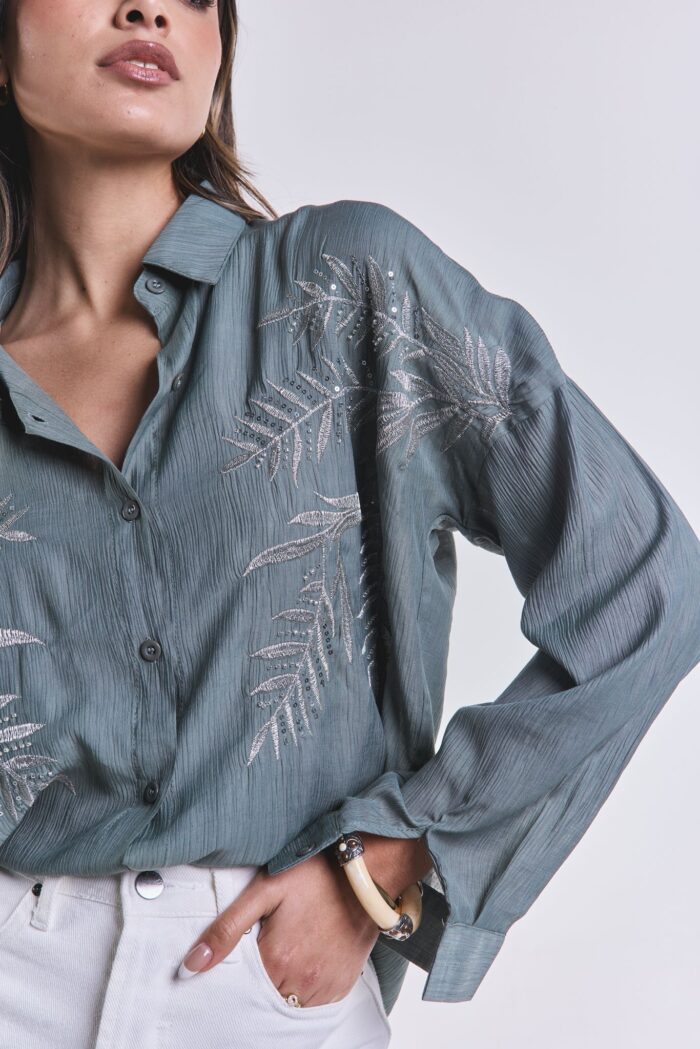 Camisa Bordada Verde - Imagen 3