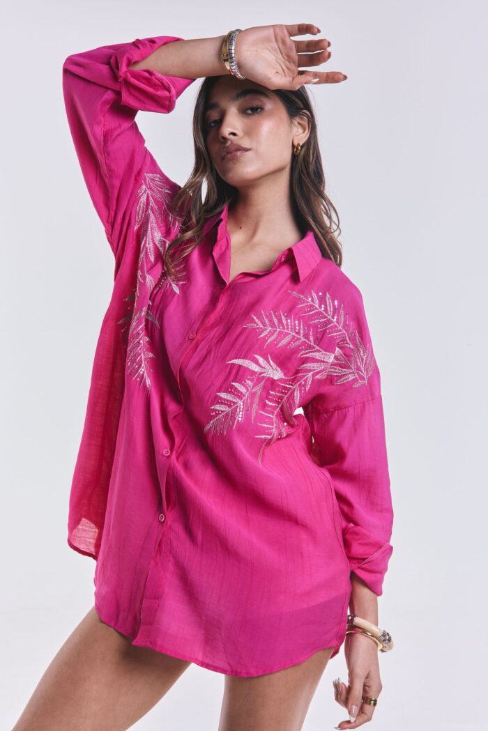 Camisa Bordada Fucsia - Imagen 5