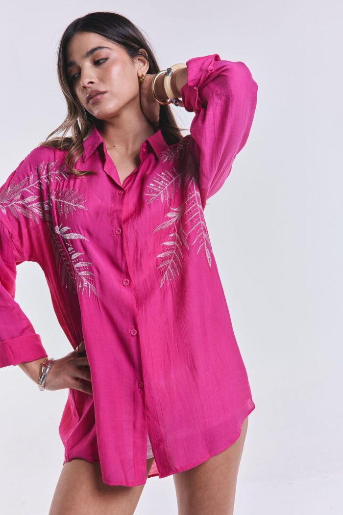 Camisa Bordada Fucsia - Imagen 4