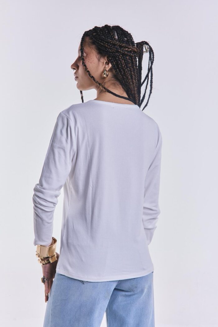 Remera Basica Manga Larga Blanco - Imagen 2