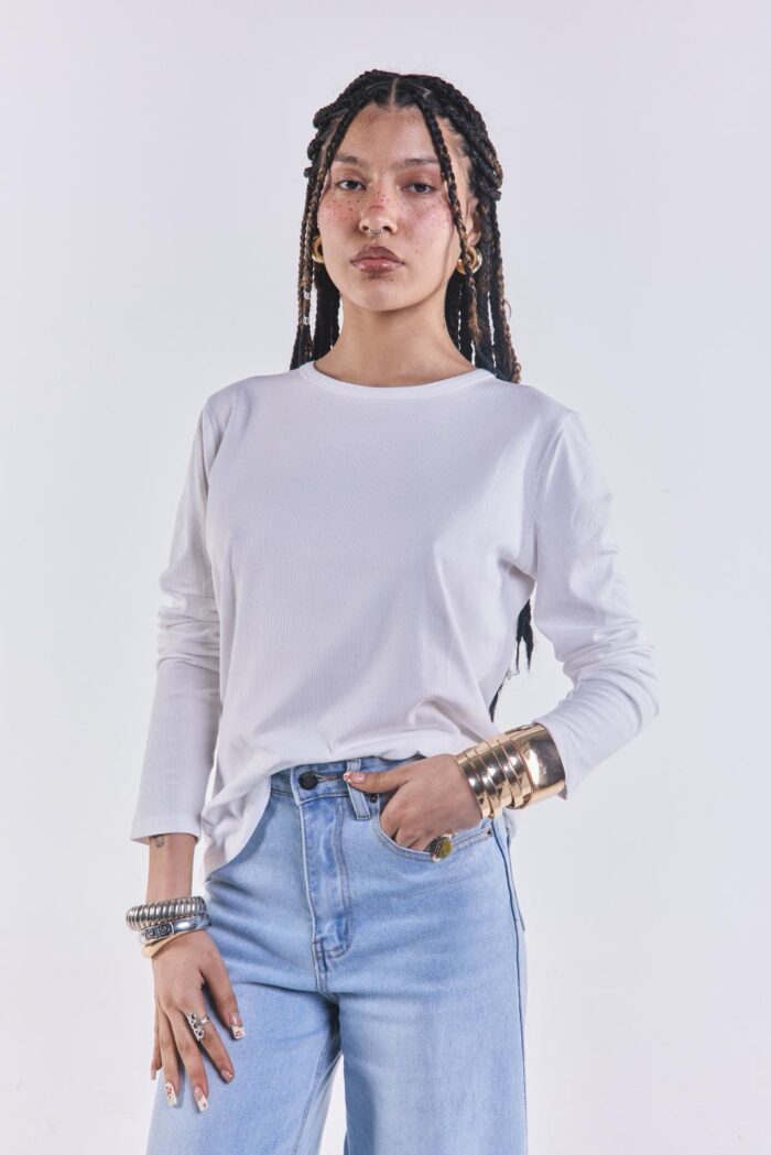 Remera Basica Manga Larga Blanco