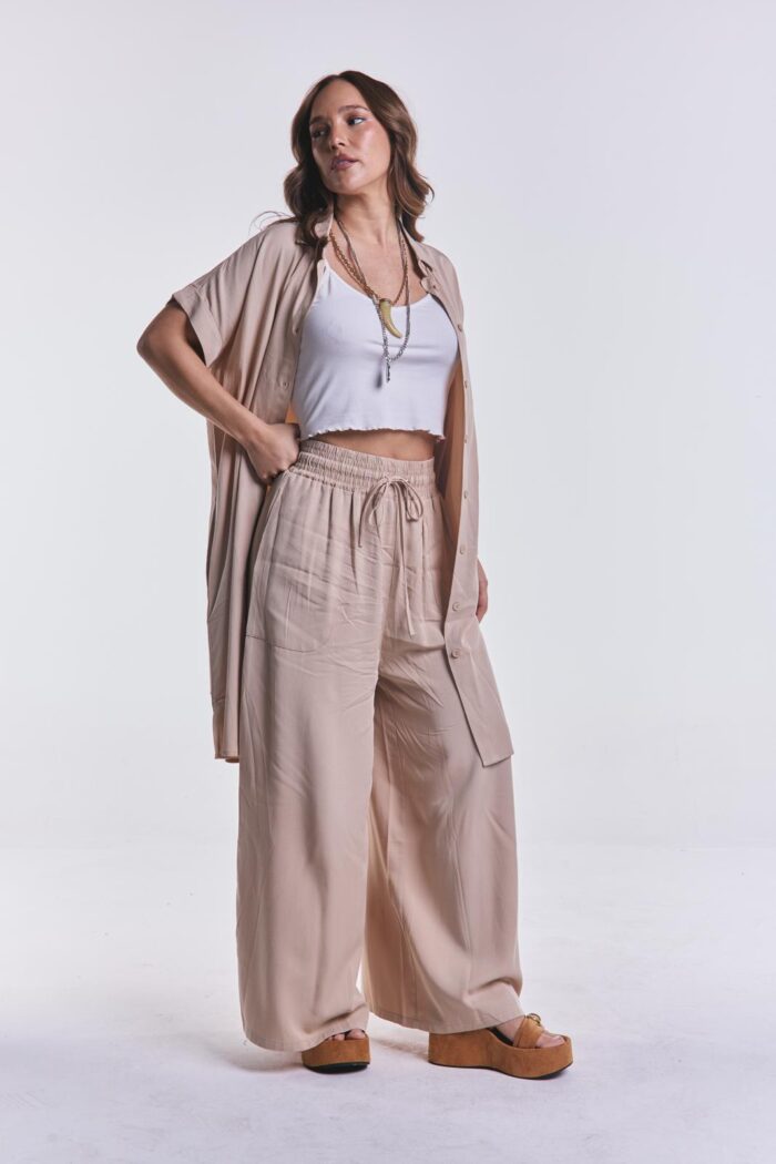 Pantalon Tencel Beige - Imagen 3