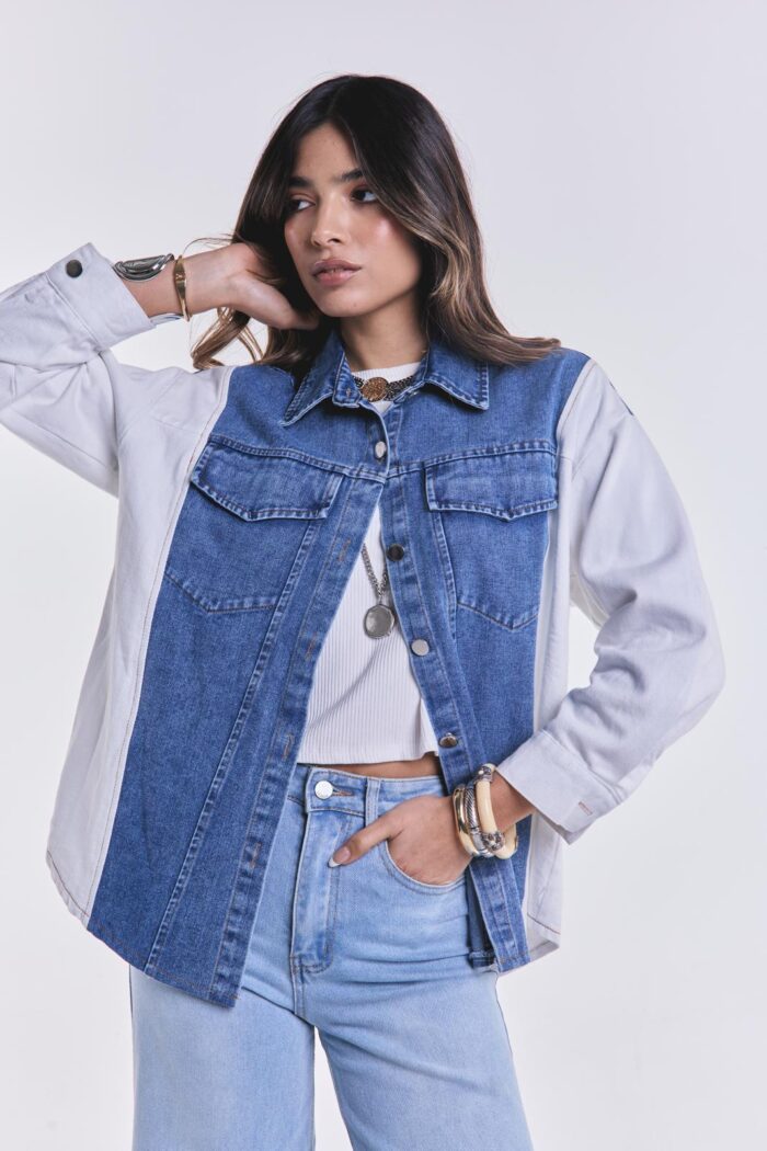 Denim Jacket Combinada Celeste