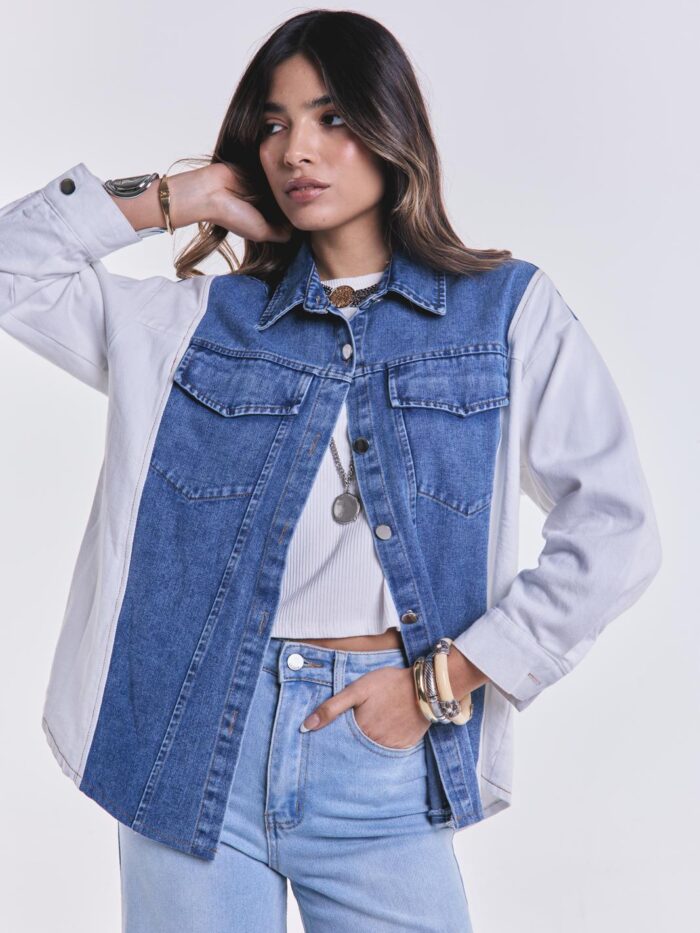 Denim Jacket Combinada Celeste