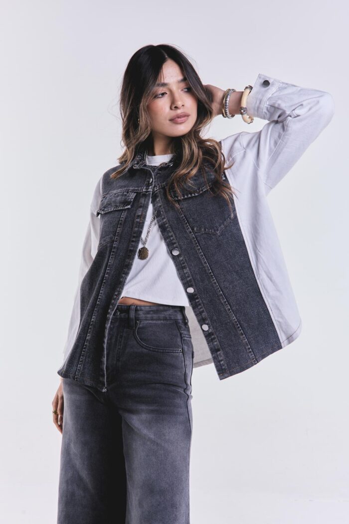 Denim Jacket Combinada Negra - Imagen 4