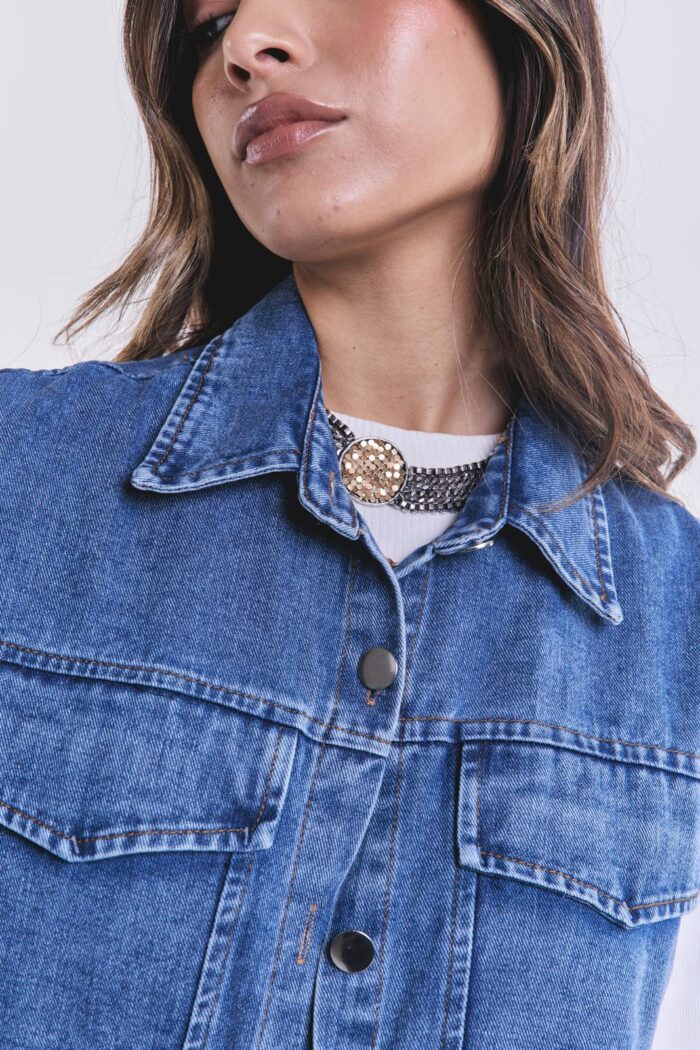 Denim Jacket Combinada Celeste - Imagen 5