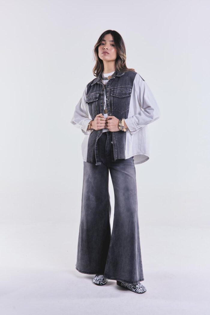 Denim Jacket Combinada Negra - Imagen 3