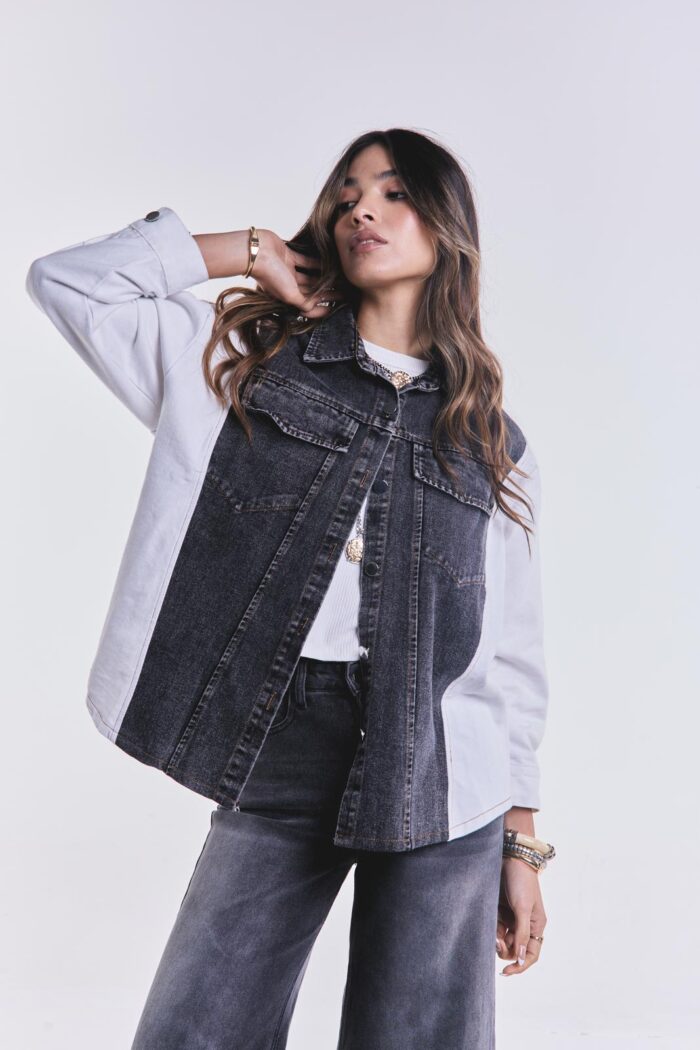 Denim Jacket Combinada Negra