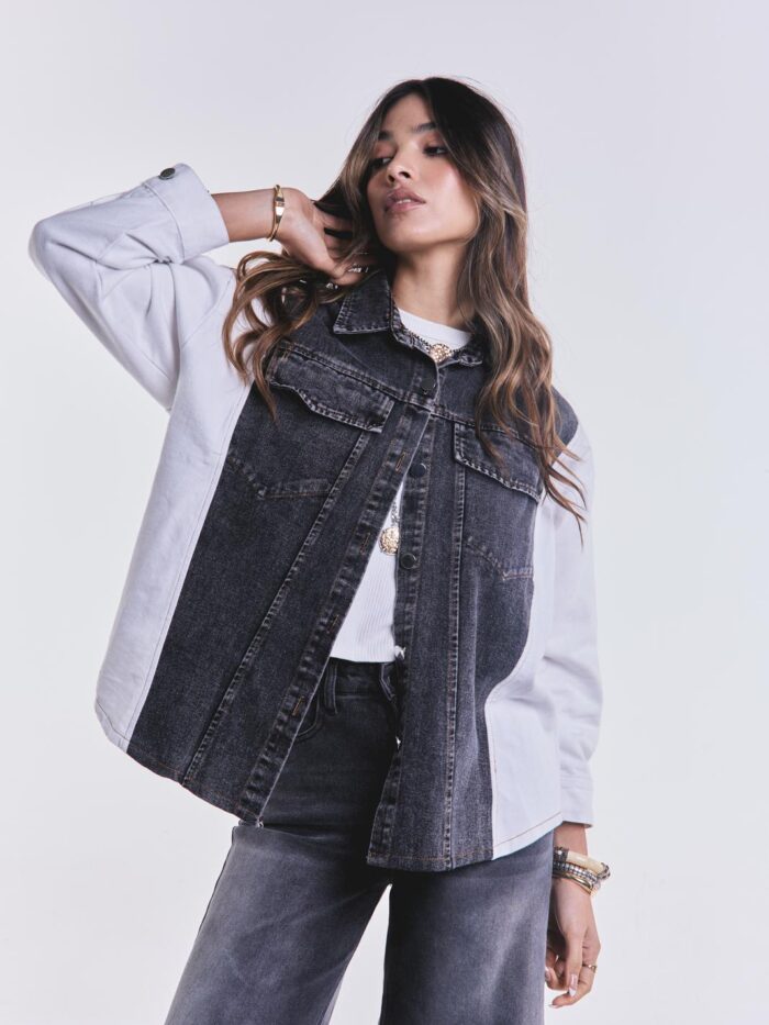 Denim Jacket Combinada Negra