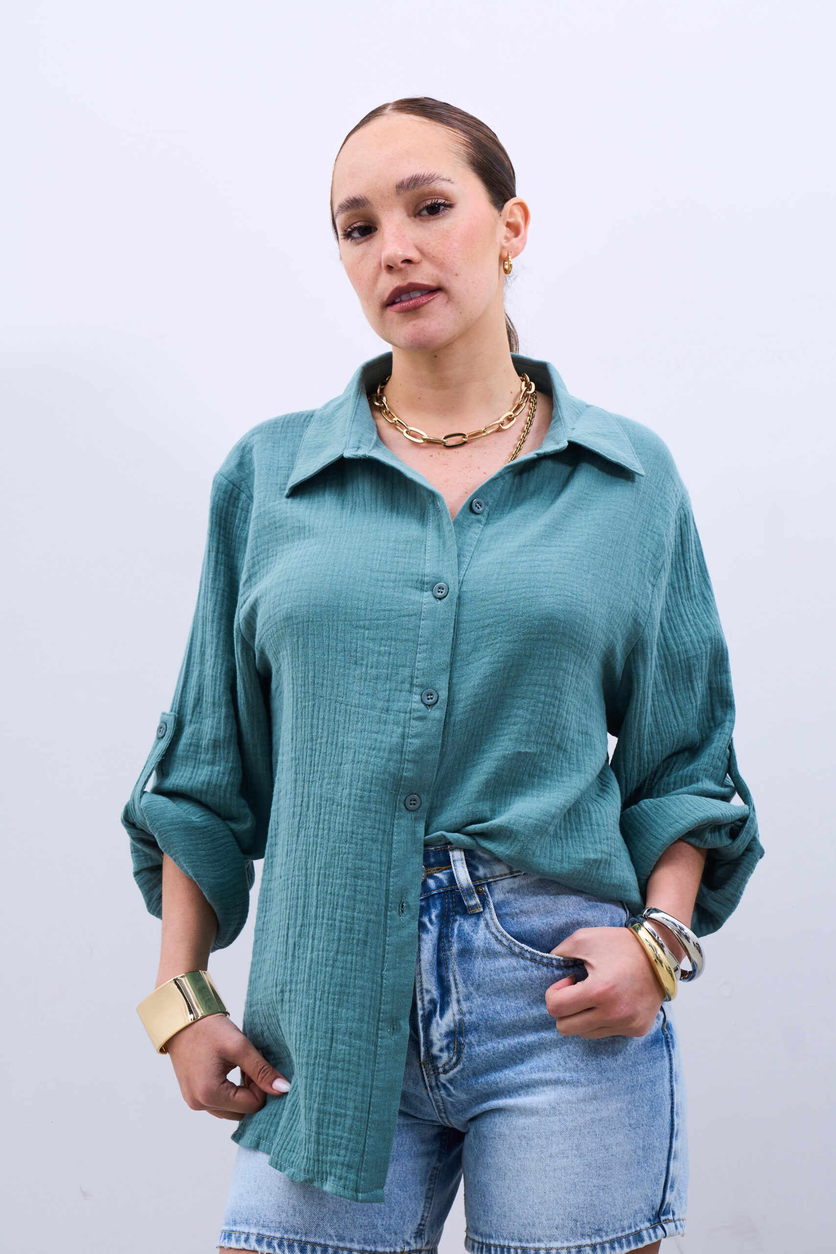 Camisa Muselina Verde - Imagen 3