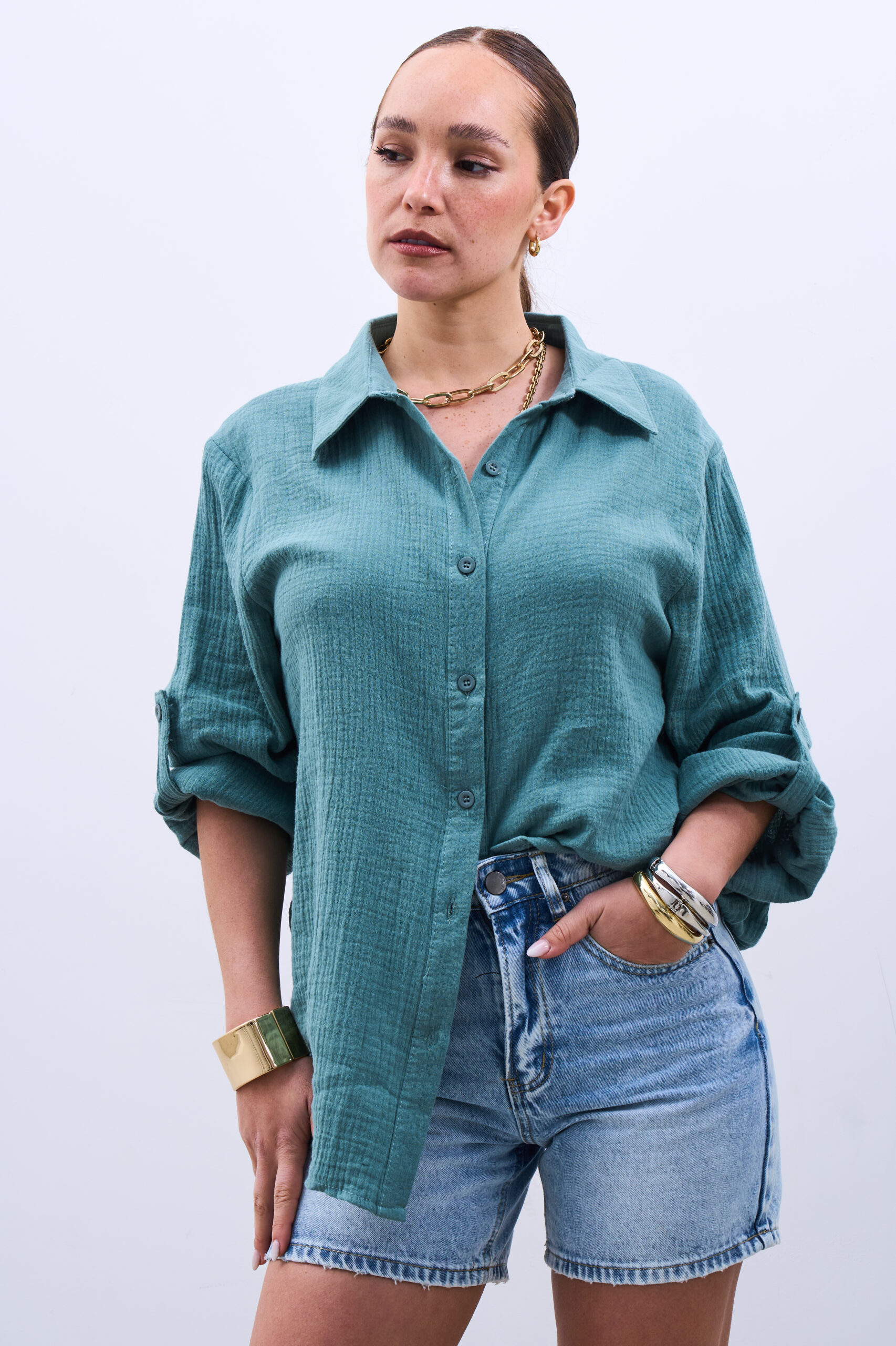 Camisa Muselina Verde - Imagen 2