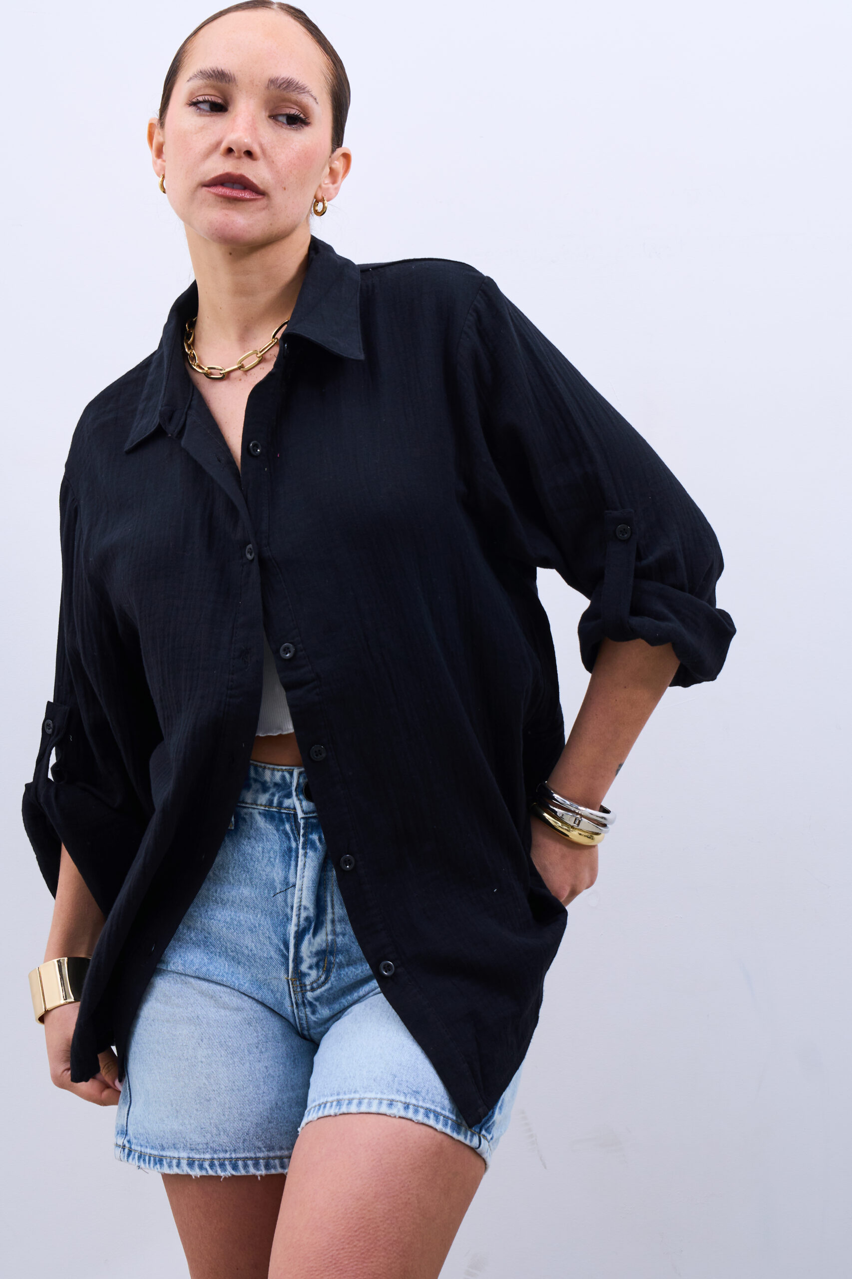 Camisa Muselina Negra