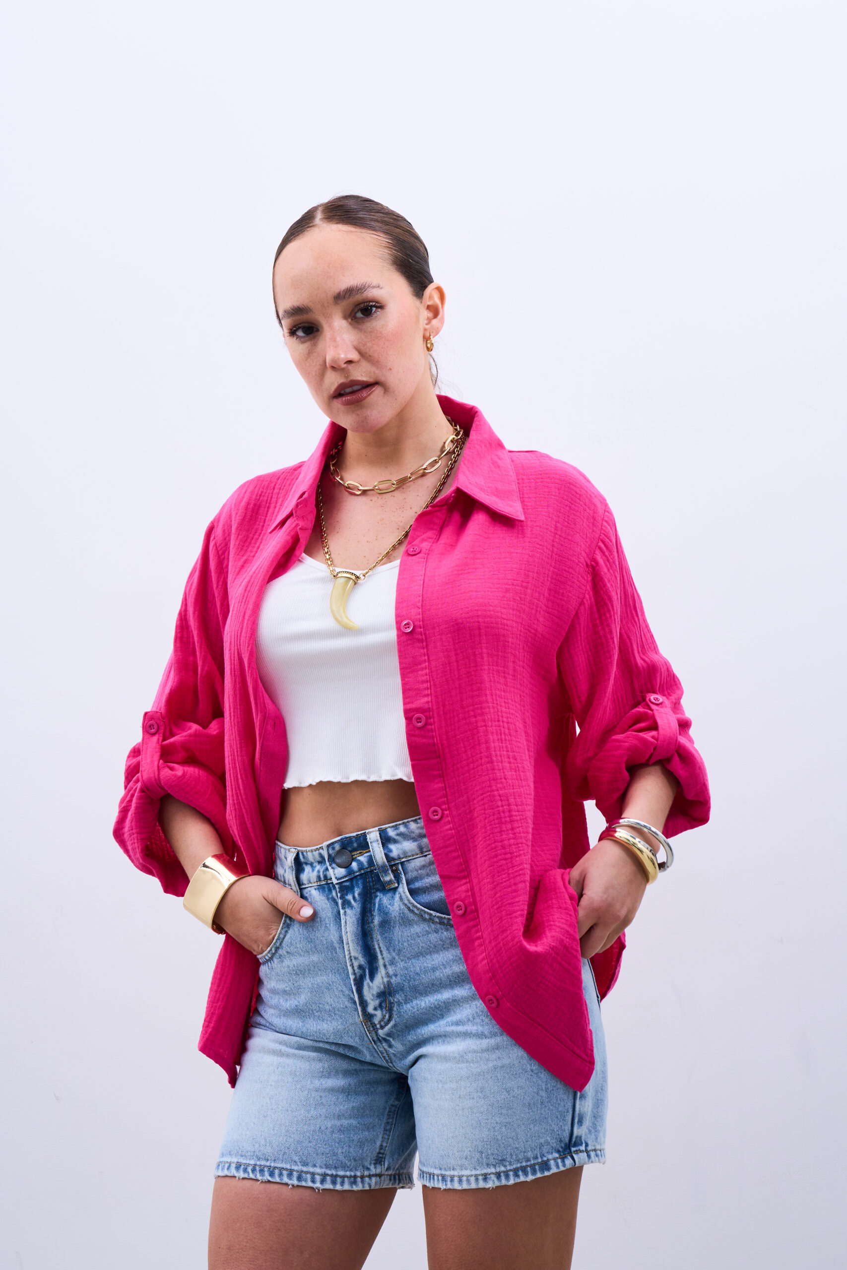 Camisa Muselina Fuscia - Imagen 6