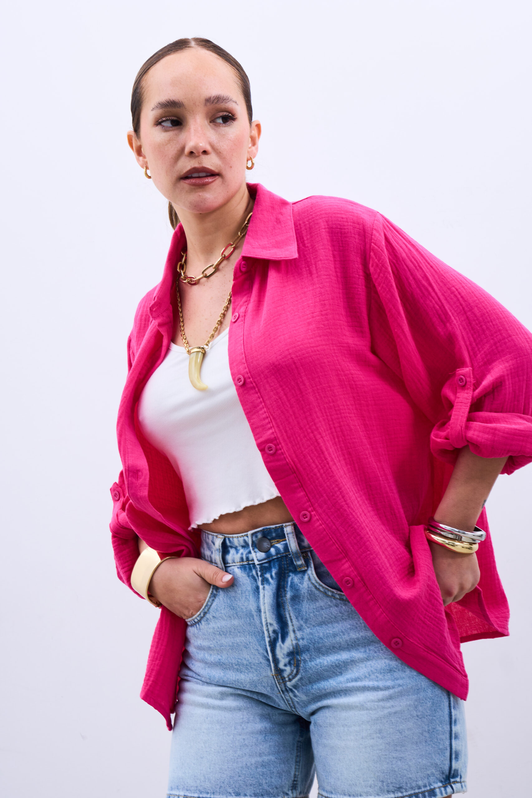 Camisa Muselina Fuscia - Imagen 5