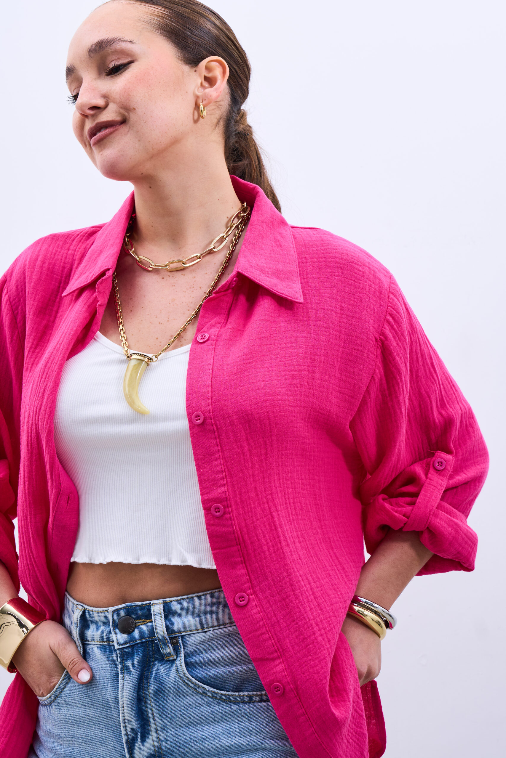 Camisa Muselina Fuscia - Imagen 3