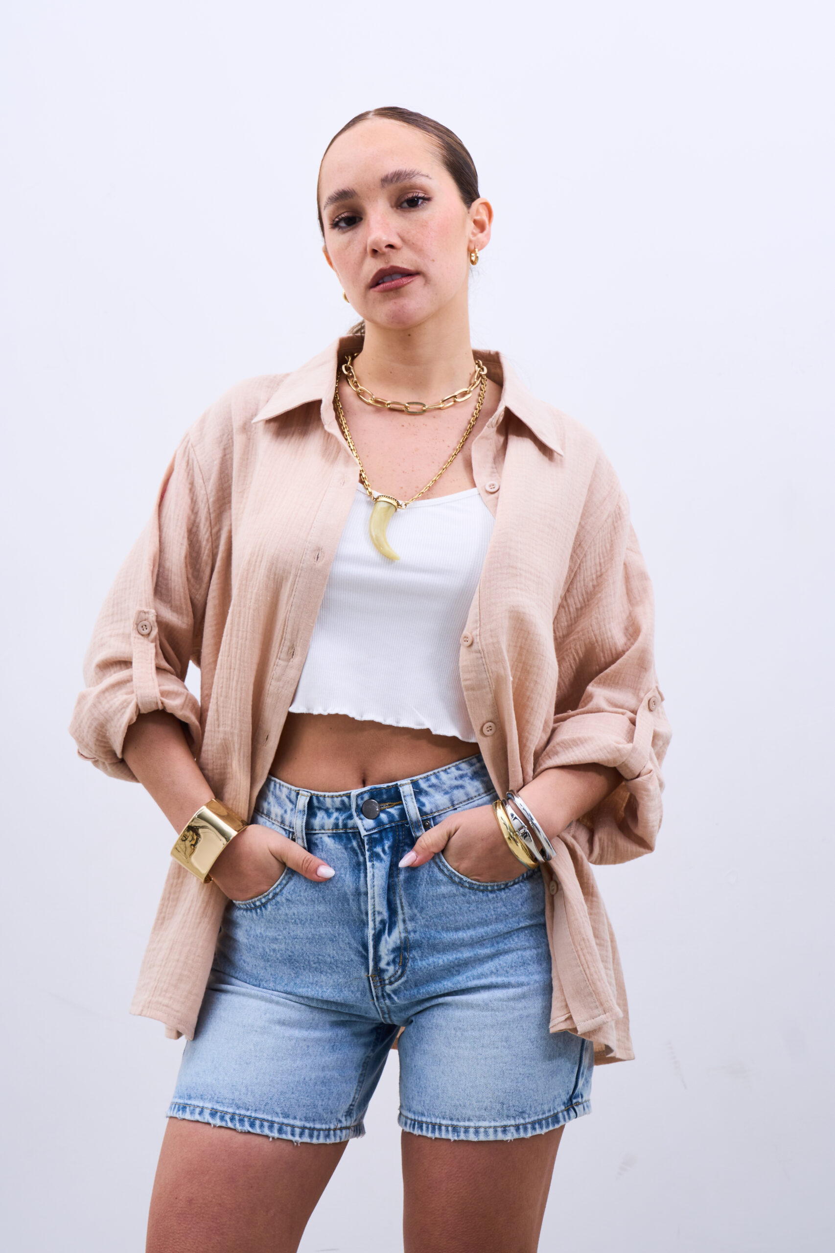 Camisa Muselina Beige - Imagen 8