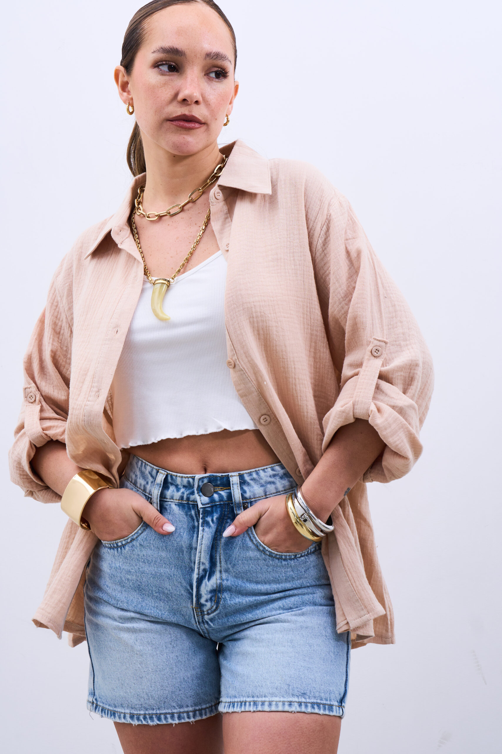 Camisa Muselina Beige - Imagen 3