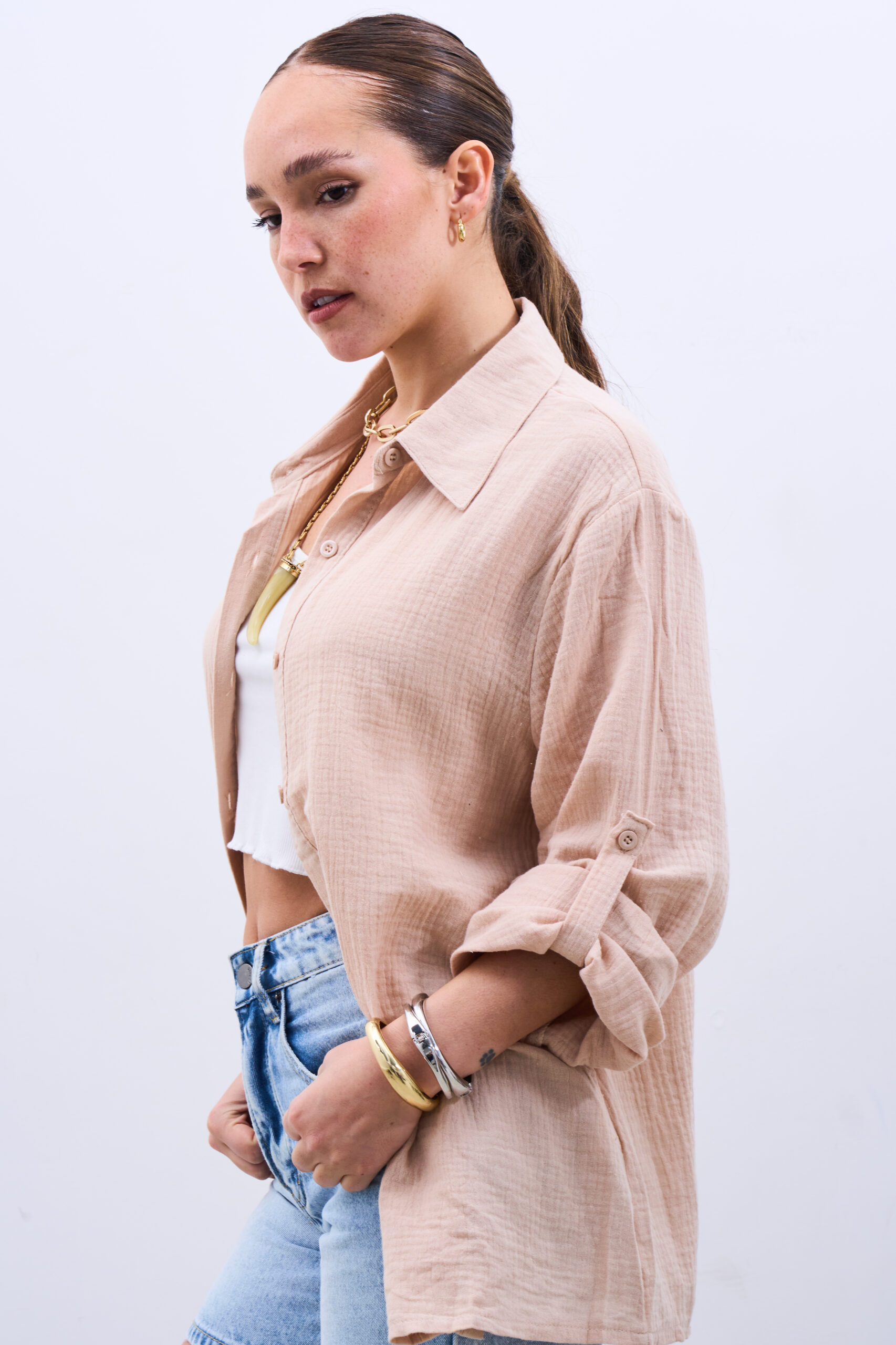Camisa Muselina Beige - Imagen 5