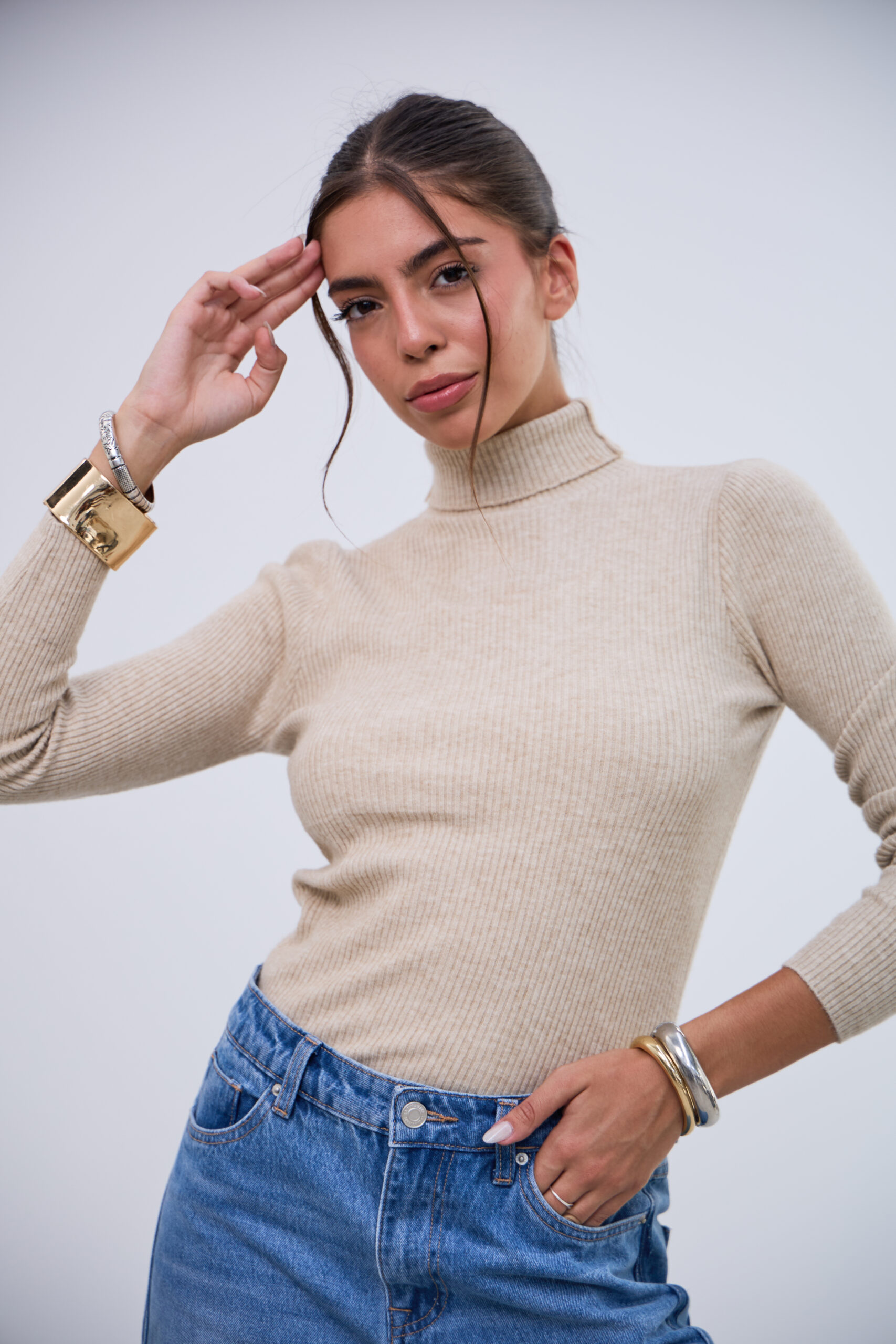 Polerita Cuello Latido Beige L26-3365