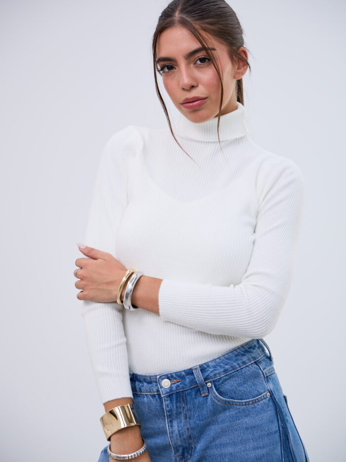 Polerita Cuello Latido Blanco L26-3365