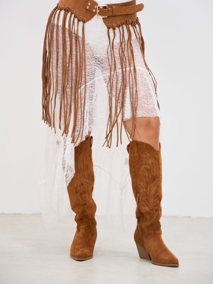 Pollera Encaje Volados Blanca L26-3332