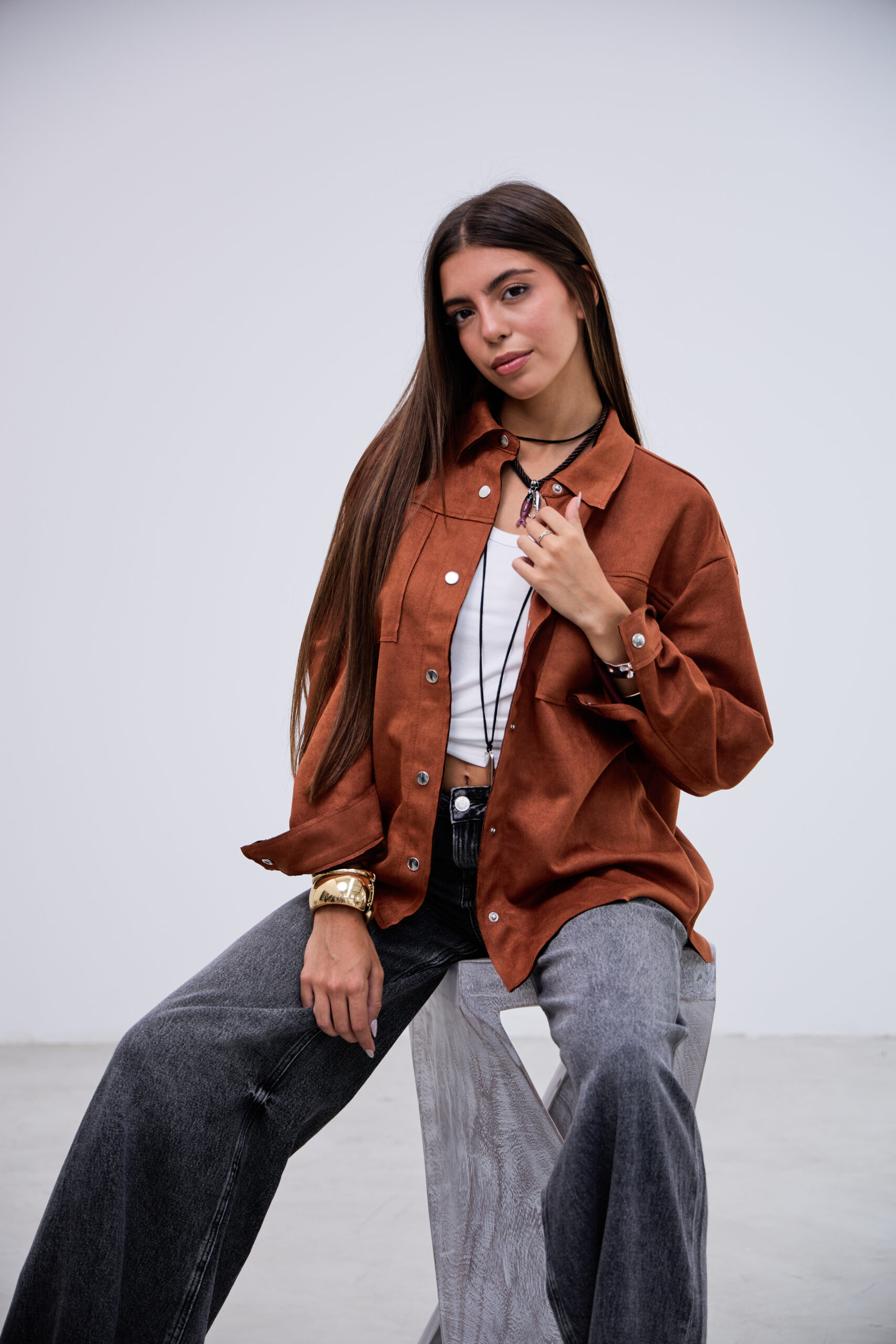 Sobrecamisa Gamuza Terracota L26-3317 - Imagen 2