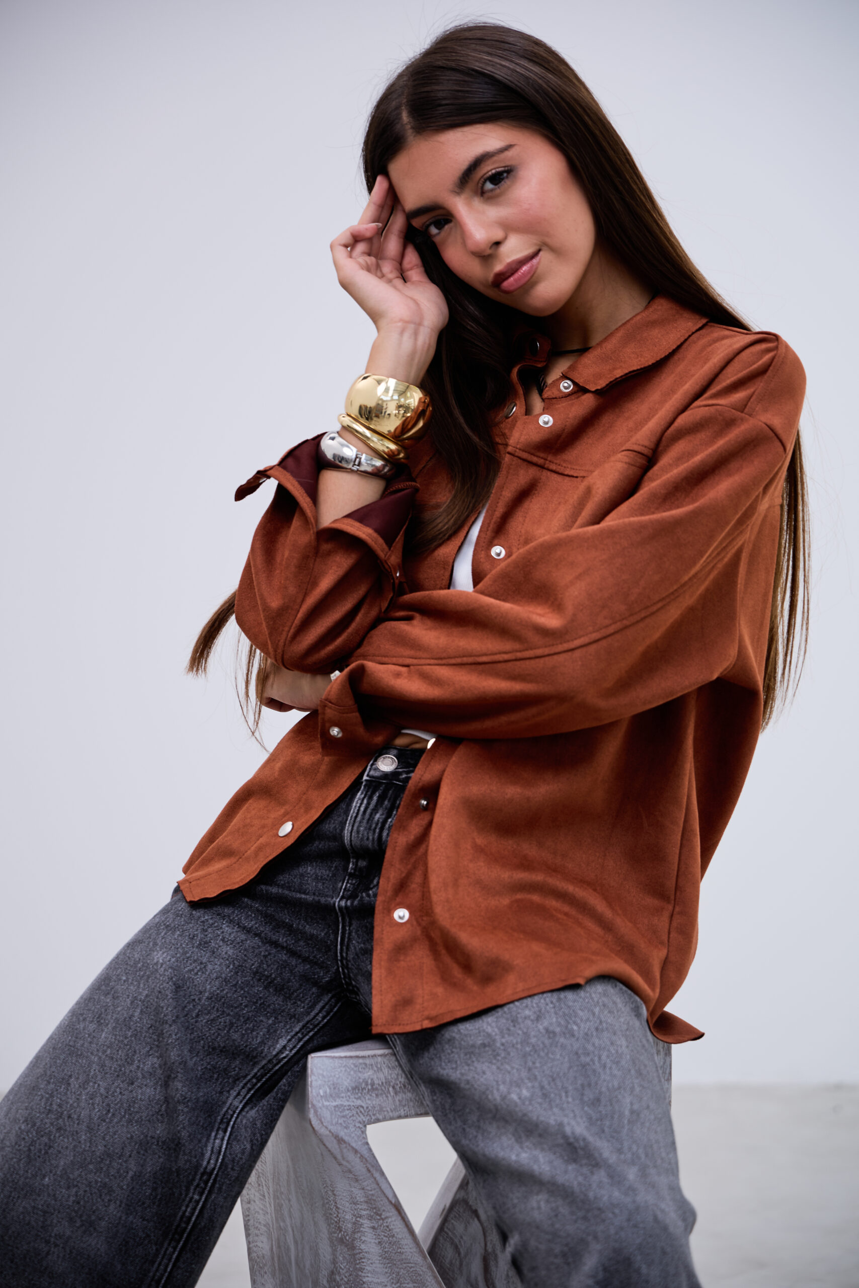 Sobrecamisa Gamuza Terracota L26-3317 - Imagen 3