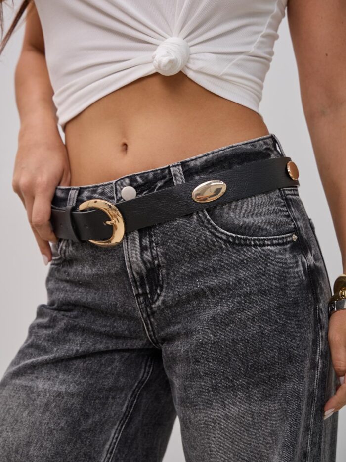 Cinto Bassic Dorado Negro  L26-3400